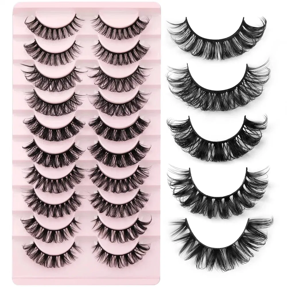 New Trend D Curly Mink Eyelash D C Curl Russian Volume False Eyelash Strips, Wholesale Double 3D Faux Mink Eyelashes Vendor
