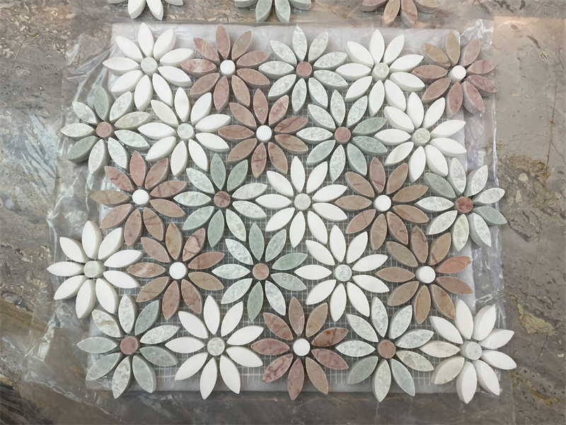 Waterjet Daisy Flower Mosaic Interior Kitchen/Bathroom/Toilet Flooring Walling Decoration Tiles