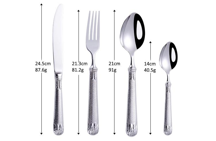 Forged Hollow Handle Stainless Steel Silver Cutlery Luxury Silverware Wedding Cutlery Set
