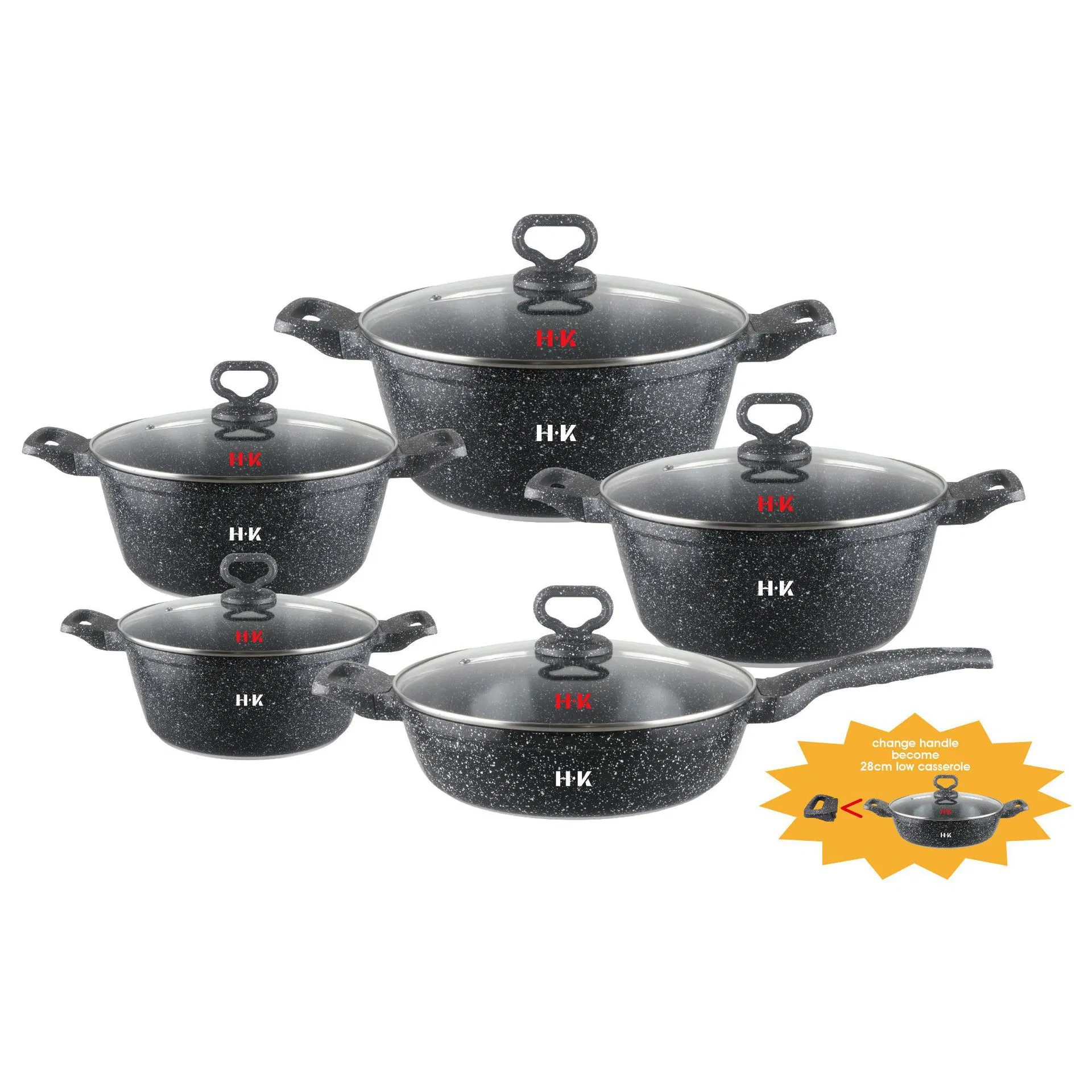 Aluminum Die-Cast Cookware Set with Non-Stick Cookware Silicone Cover Cooking Pot