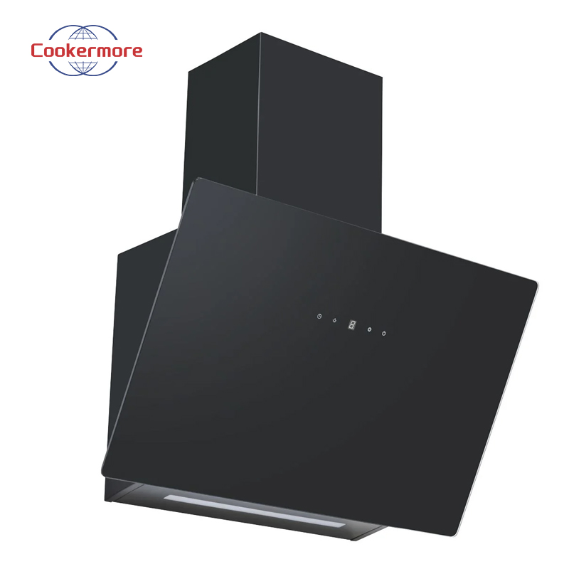 LED Tempered Glass Touch Screen Wall-Mounted Slant Home Range Hood