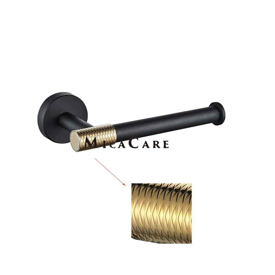 Elegant Black Stainless Steel Paper Holder with Gold Detailing