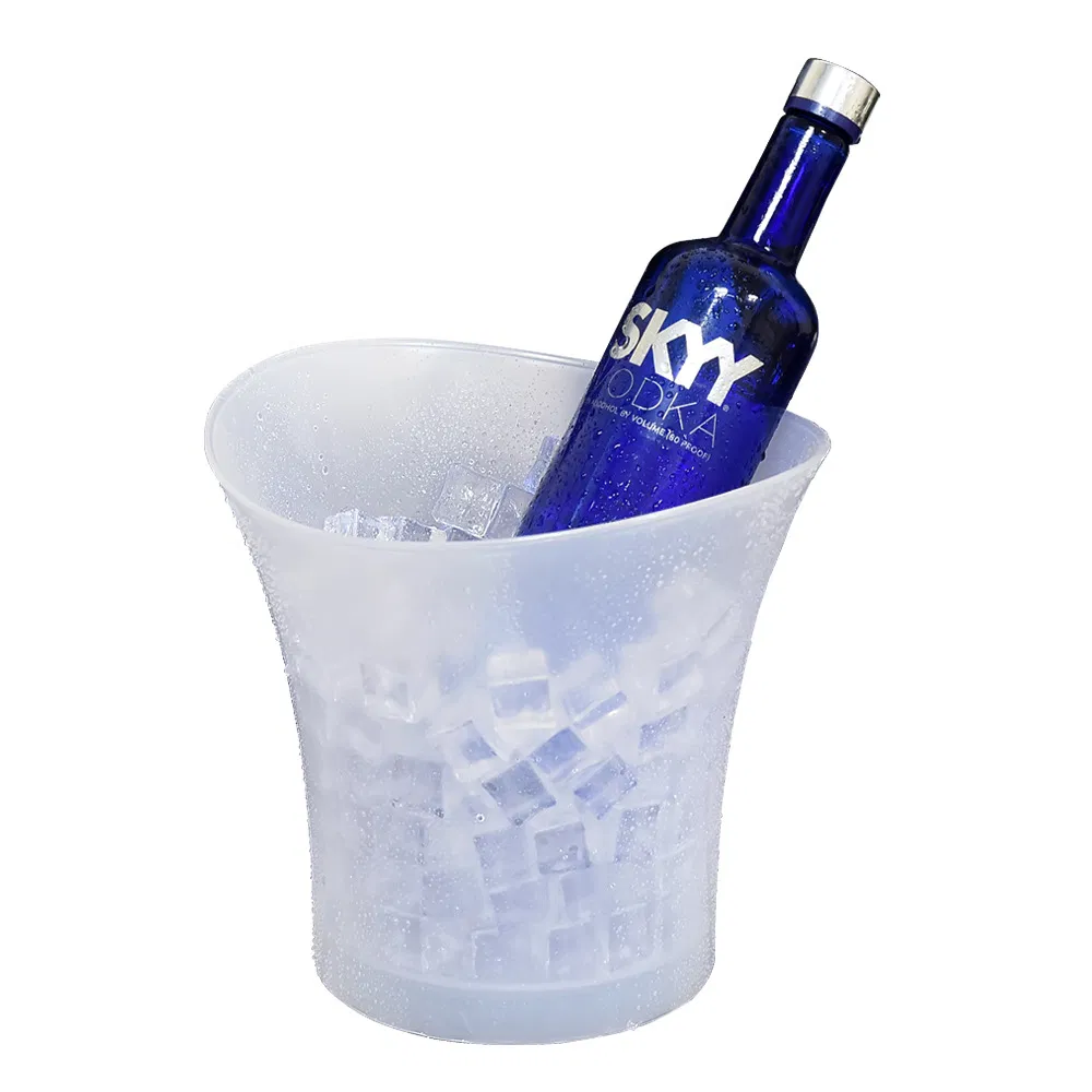 Custom Logo Print Wholesale Acrylic Beer Plastic Wine Ice Bucket Tongs with LED Light