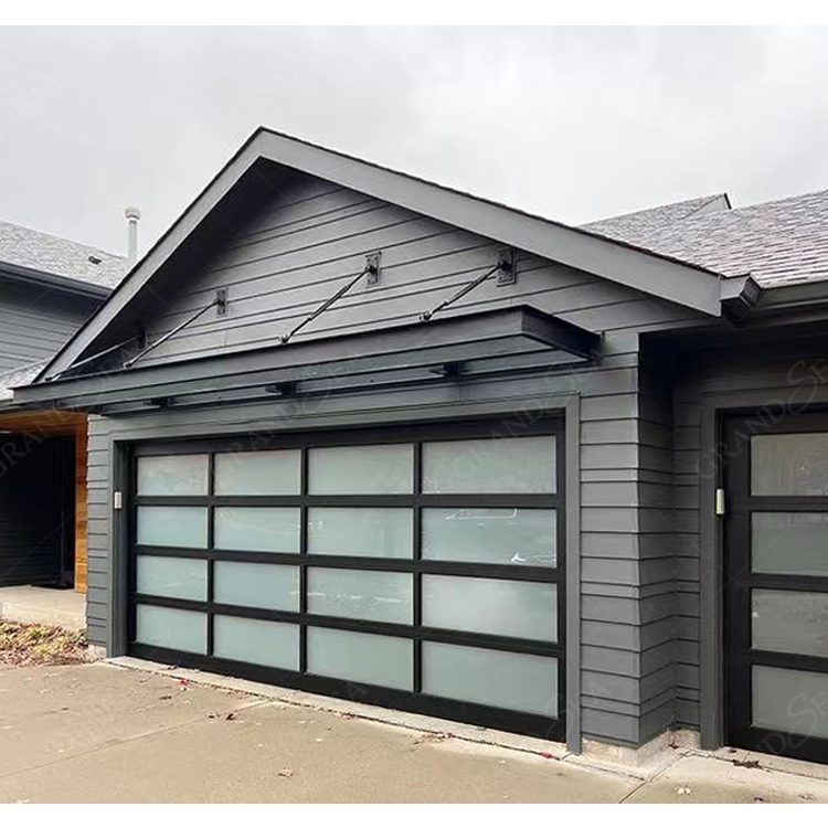 Custom Electrical Shutter Doors Villa Exterior Aluminum Garage Doors Tempered Glass Garage Doors