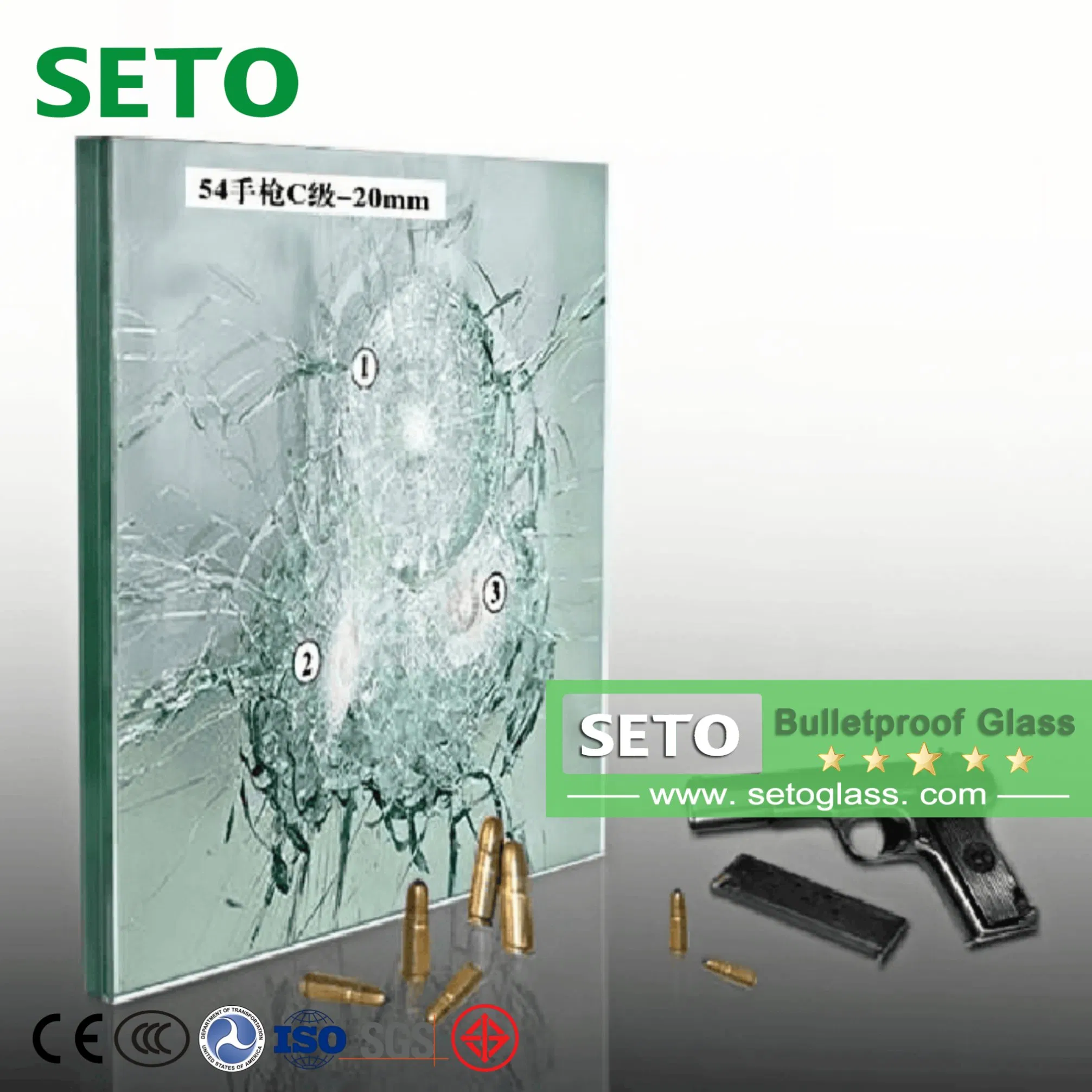Laminated Bulletproof Glass Customization 24mm 26mm 41mm 71mm 98mm for Curtain Wall Partition Door Window