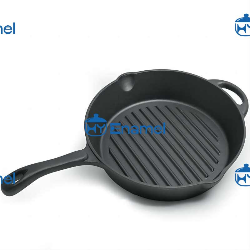 Hot Sales 8.5inch Round BBQ Cast Iron Grill Pan with Cast Iron Handle