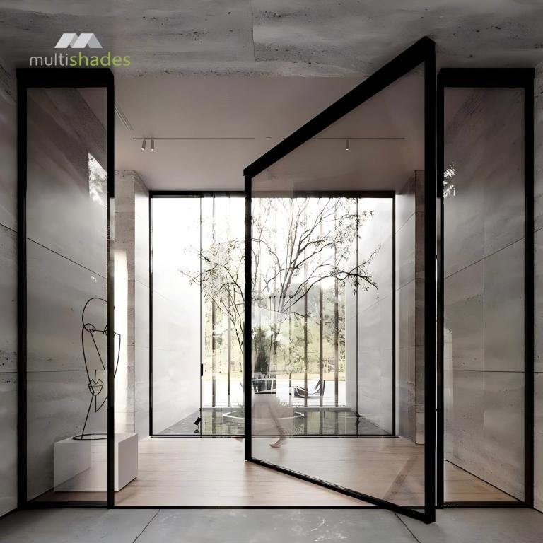 Multishades Premium Luxury Pivot Door Tempered Glass Concise Design Aluminum Profile Security Entrance for Villa