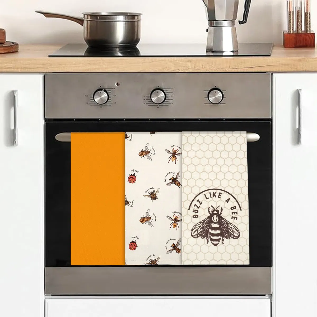 Custom Printed Logo Super Absorbent Fast Dry Wholesale Bee Cotton Cleaning Hand Tea Towel