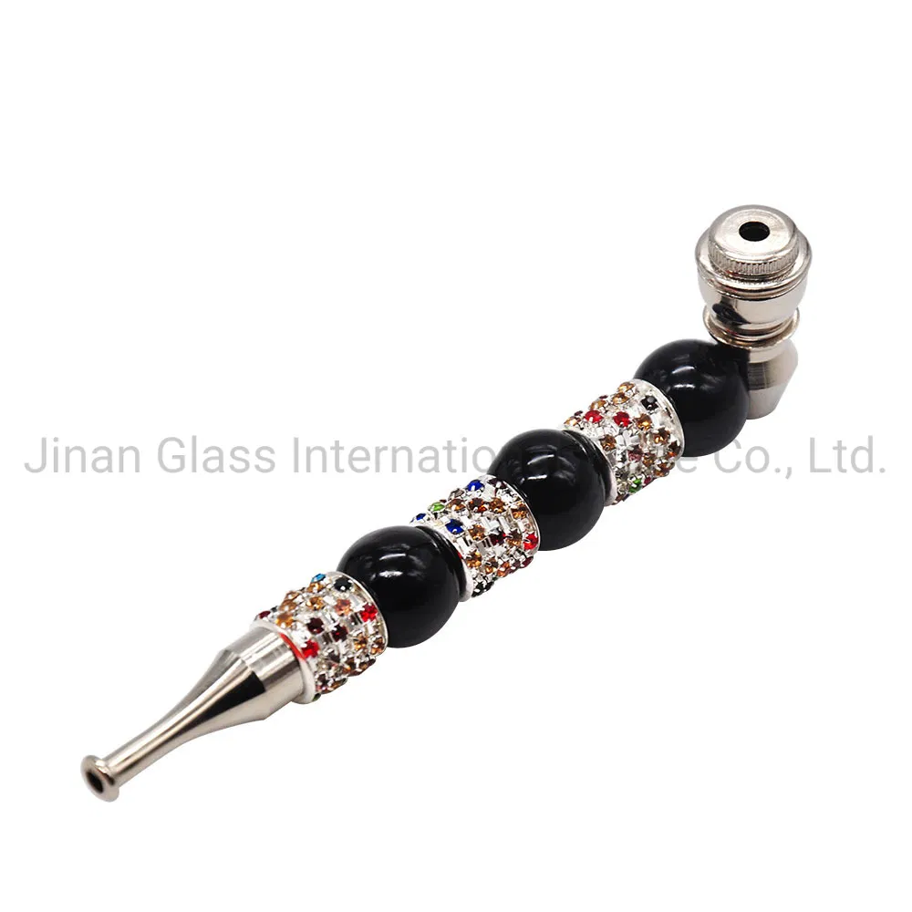 New Metal Thin Mouth Pipe Hollow Color Mosaic Cigarette Set Smoking Pipe