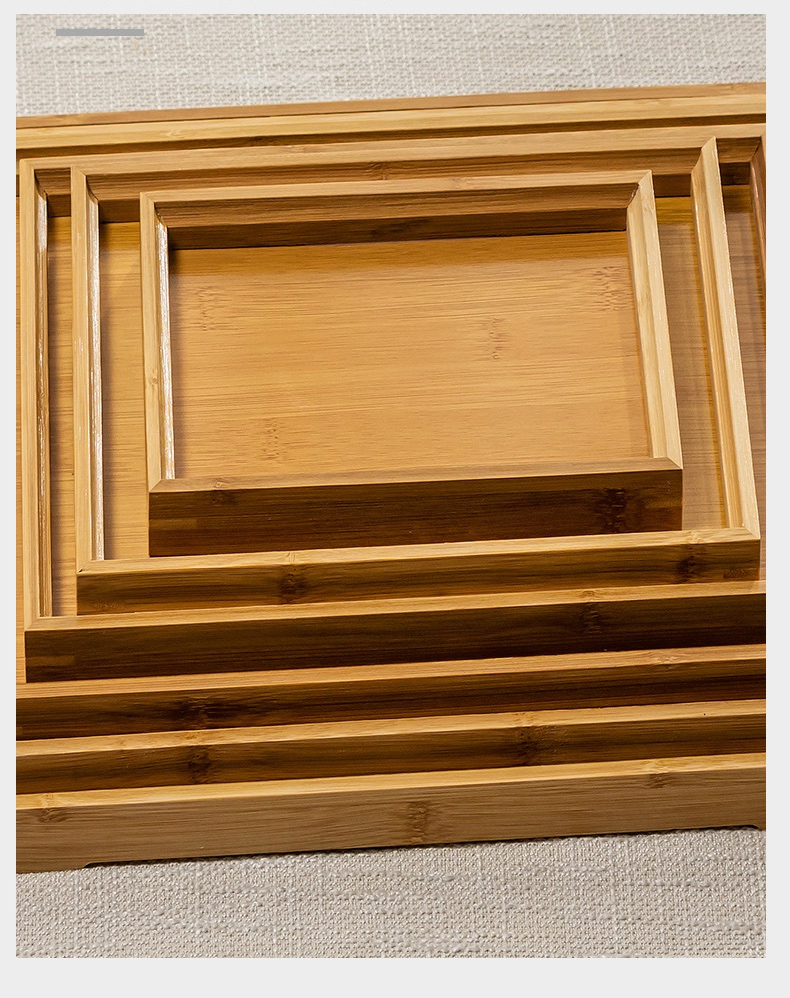 Rectangular Right-Angle Bamboo Tray for Hotel and Restaurant
