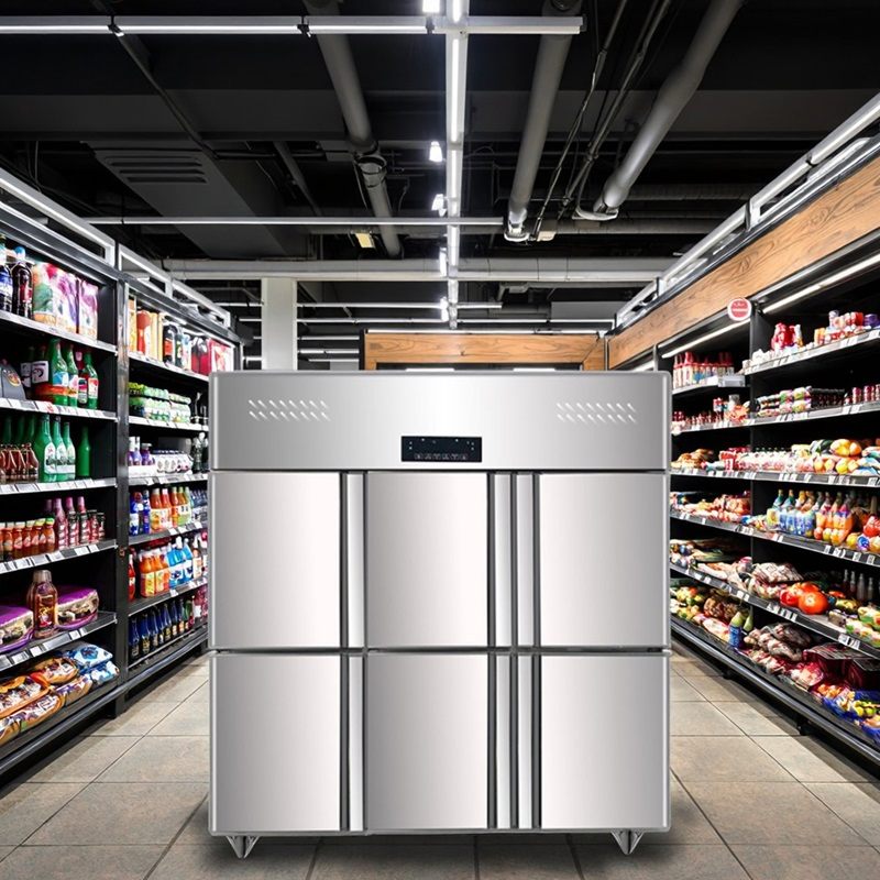 Large-Capacity Commercial Cold Freezer Six-Door Stainless Steel Kitchen Freezer