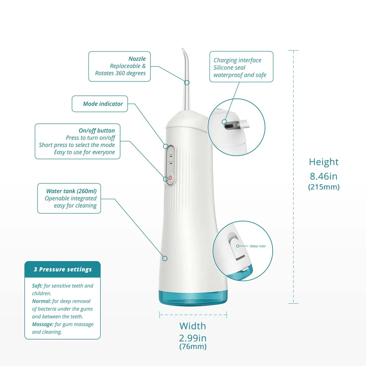 Wholesale Electric Cordless Waterproof Dental Water Flosser Rechargeable Professional Teeth Cleaning