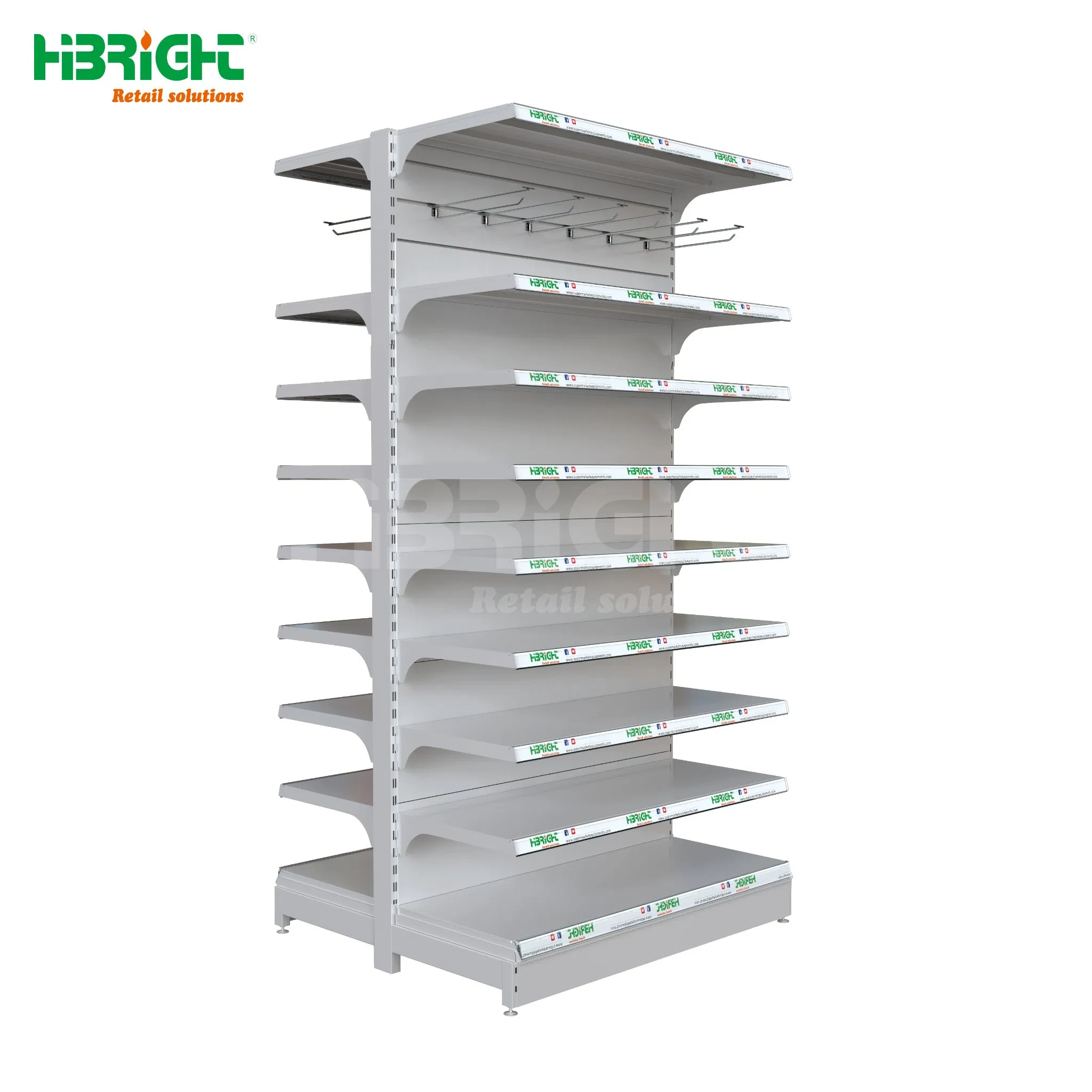 Heavy-Duty Single-Sided Modern Iron Gondola Shelving White Supermarket Shelves for Convenience Store Groceries Light Duty Steel