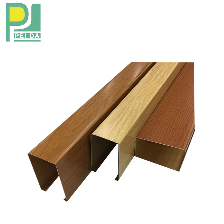 Profile False Materials Wood Aluminum Linear Baffle Ceiling for Hotel