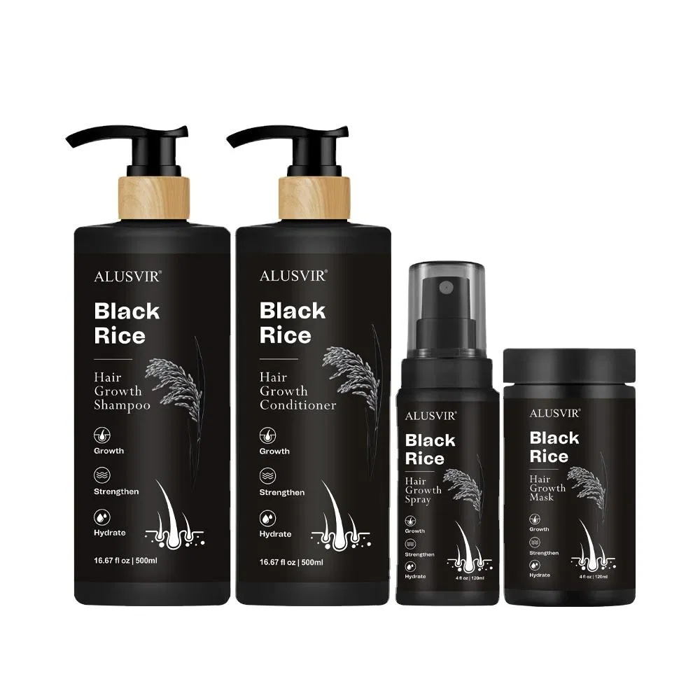 Natural Black Rice Biotin Kertein Regrowth Anti Hair Loss Care Hair Set