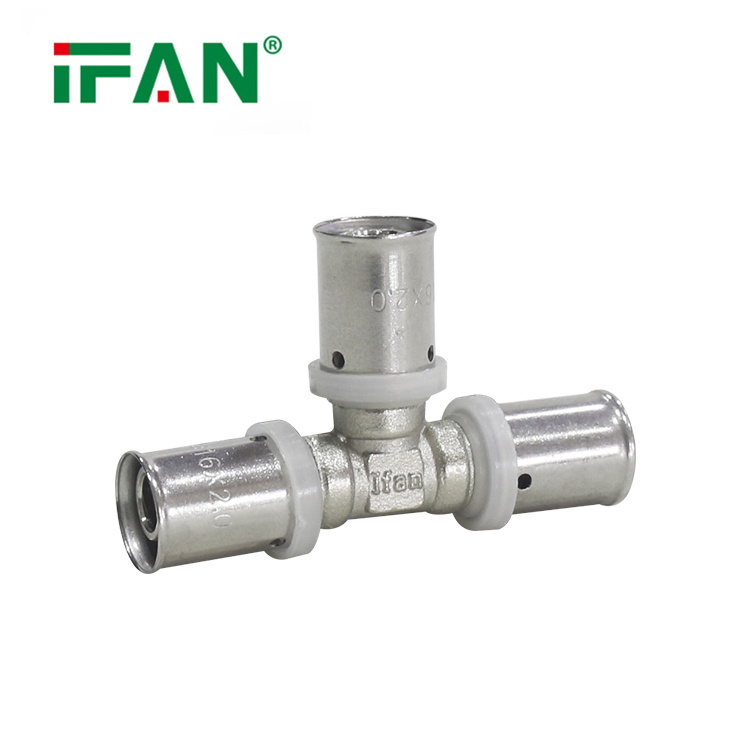 Ifan ISO15875 High Quality Pex Pipe Fittings White Tee 16-32mm Brass Pex Press Fitting