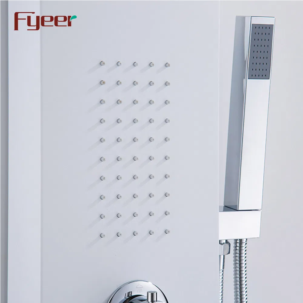 Fyeer 4 Function Rainfall White Stainless Steel Wall Shower Panel