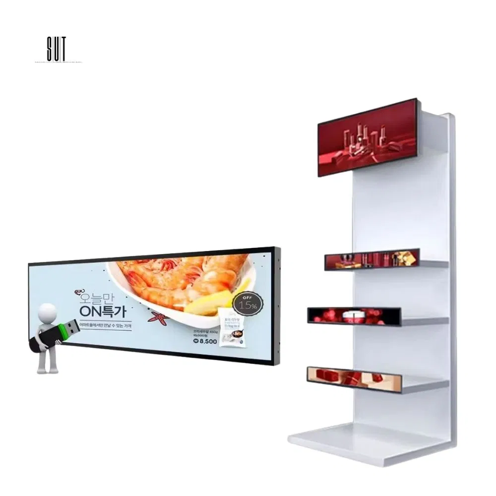 27 Inch Wide LCD Shelf Screen for Digital Signage Equipment