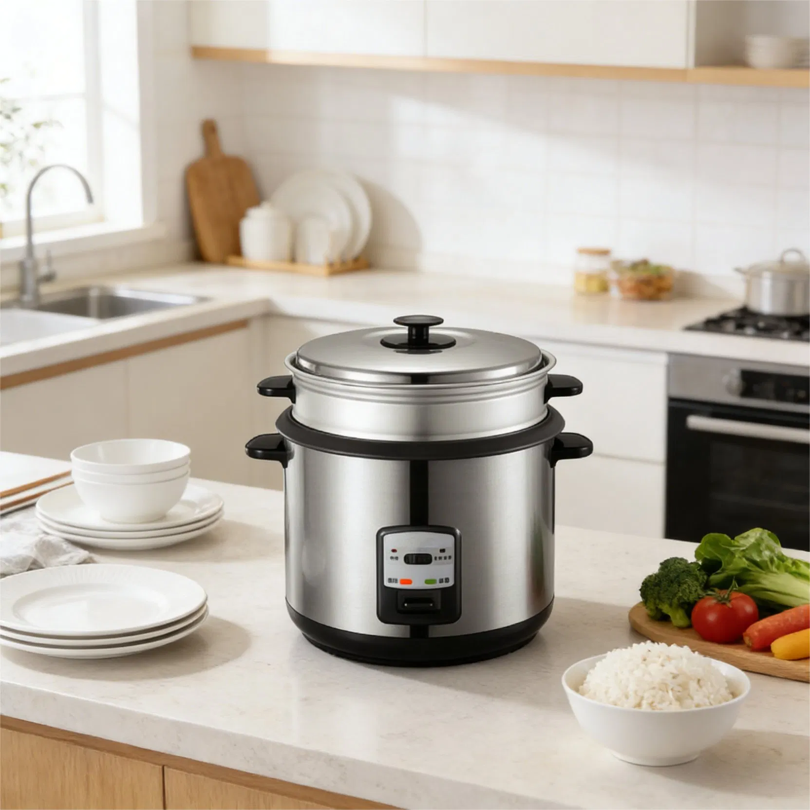 Rice Cooker 5L Stainless Steel Multi-Functional Electric Cooking Steaming Heating Keep Warm