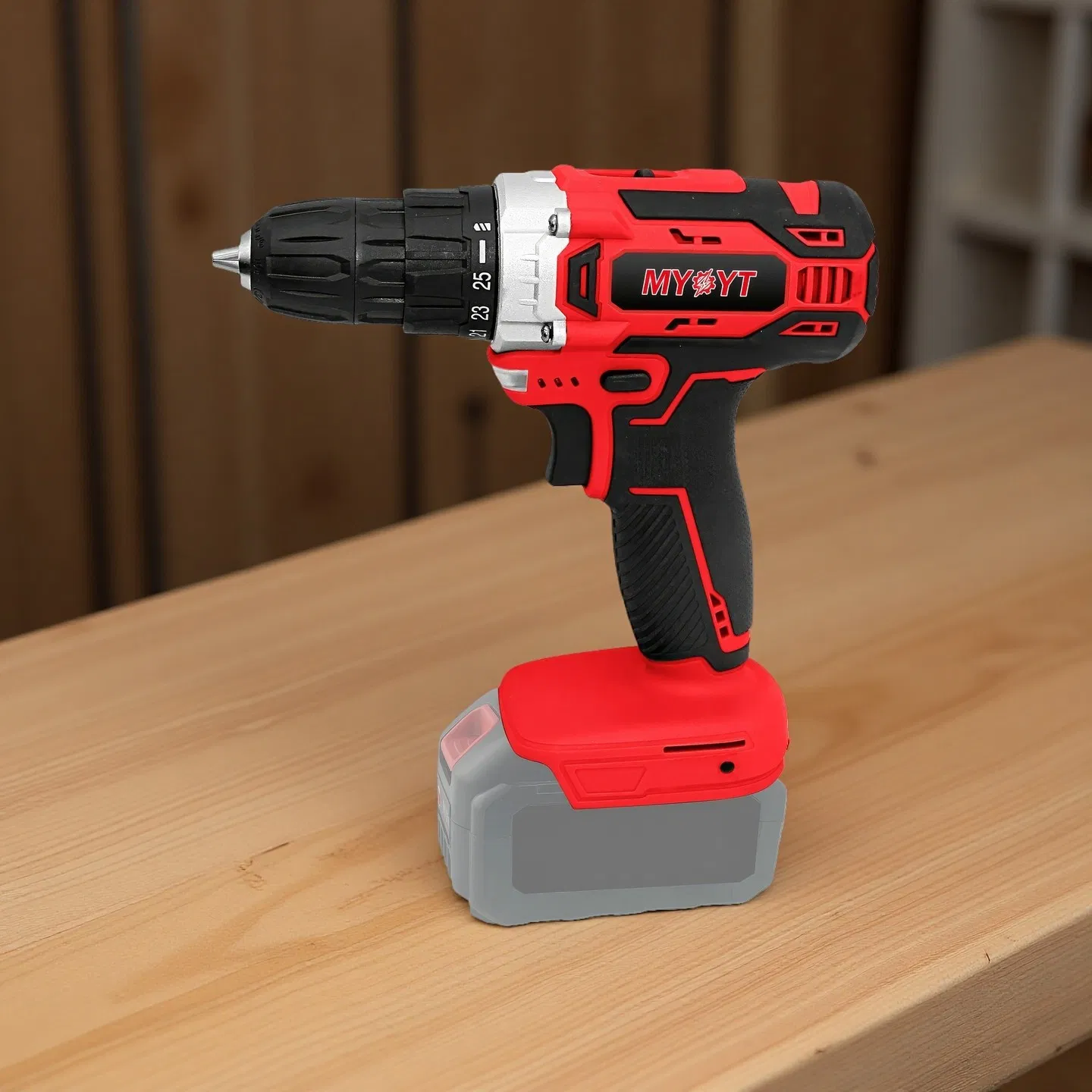 20V Cordless Drill 27n.M Max Torque 0-410/0-1400rpm No-Load Speed 10mm Chuck Size 25 Torque Setting with Nylon Housing Rubber Grip LED Light Emergency Stop Belt