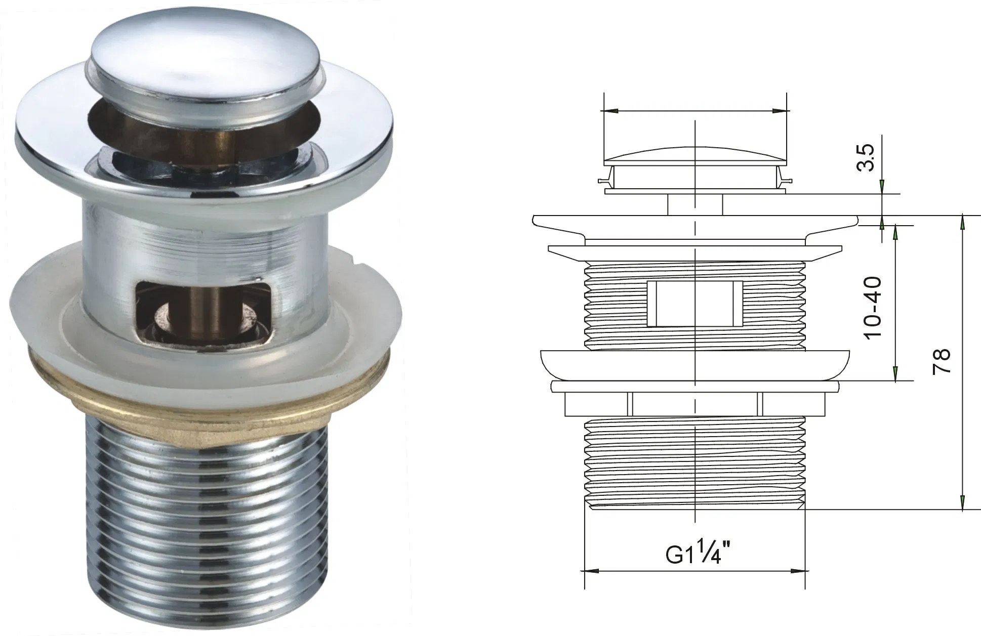 Bathroom Accessory Parts Chrome Plated Pop up Basin Waste Sink Stopper Drain