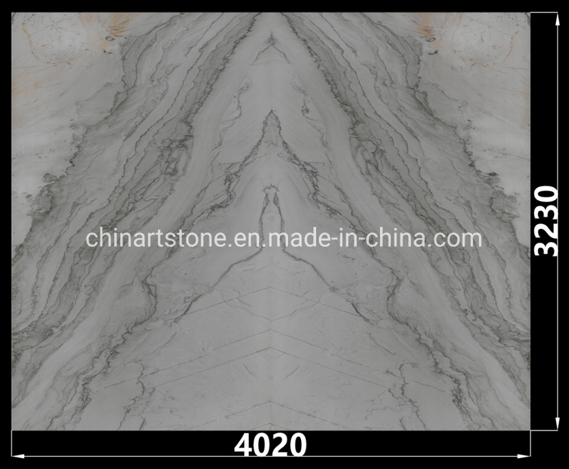 Nature Calacatta White Quartzite Stone Slab for Wall Decoration