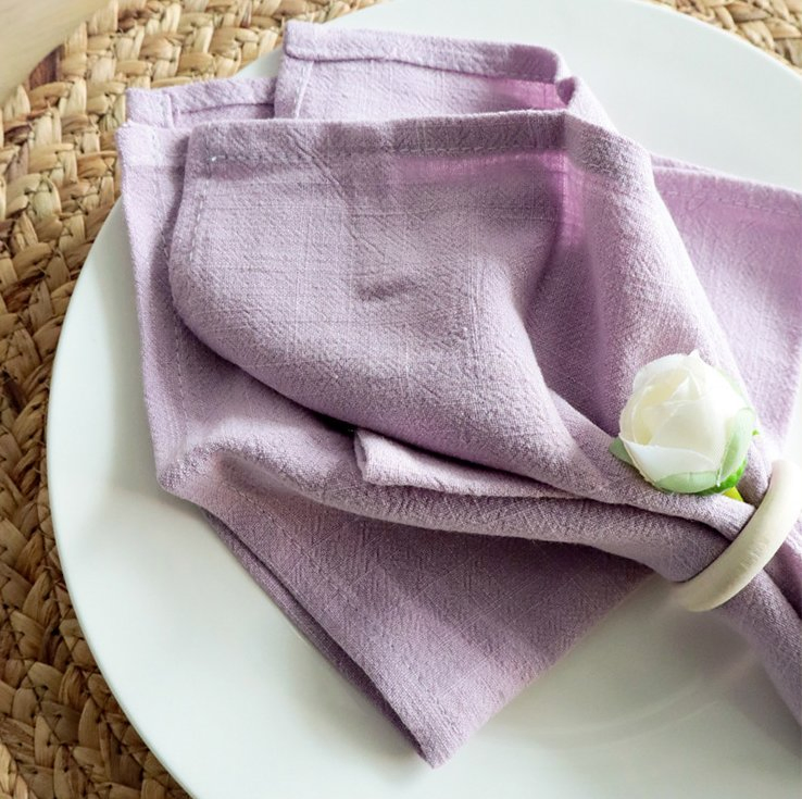 Solid Linen Cotton Kitchen Towel with Hook Party Dinner Napkins Tea Towel