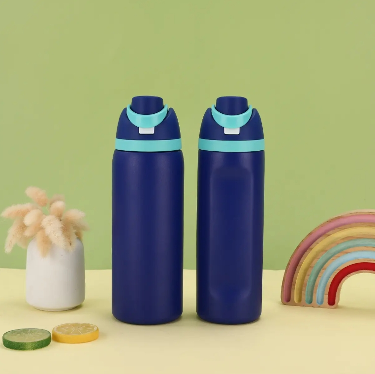 32oz Double Walled Stainless Steel Metal Water Bottle Cup with Flip Lid