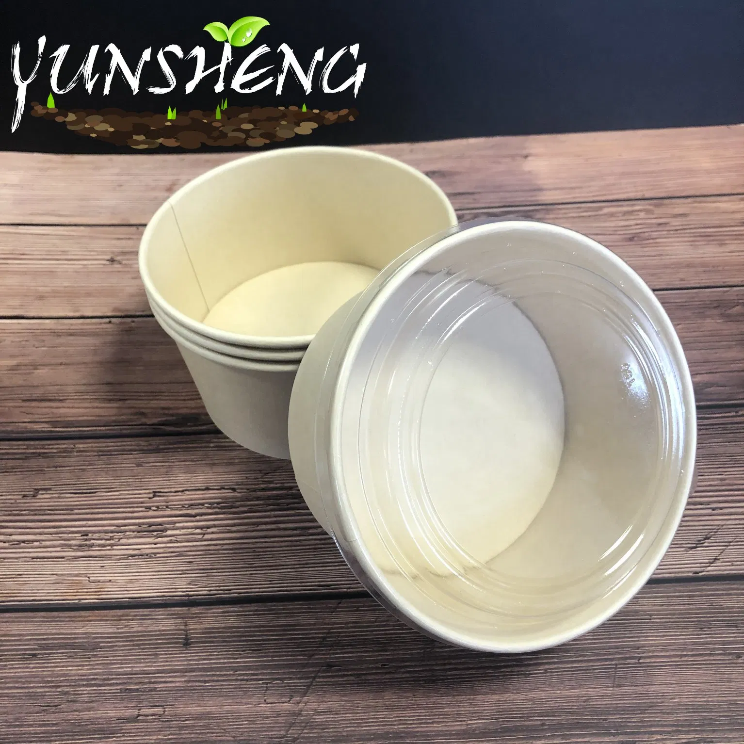 Compostable Salad Bowl Round Kraft Paper Bowl with Lid