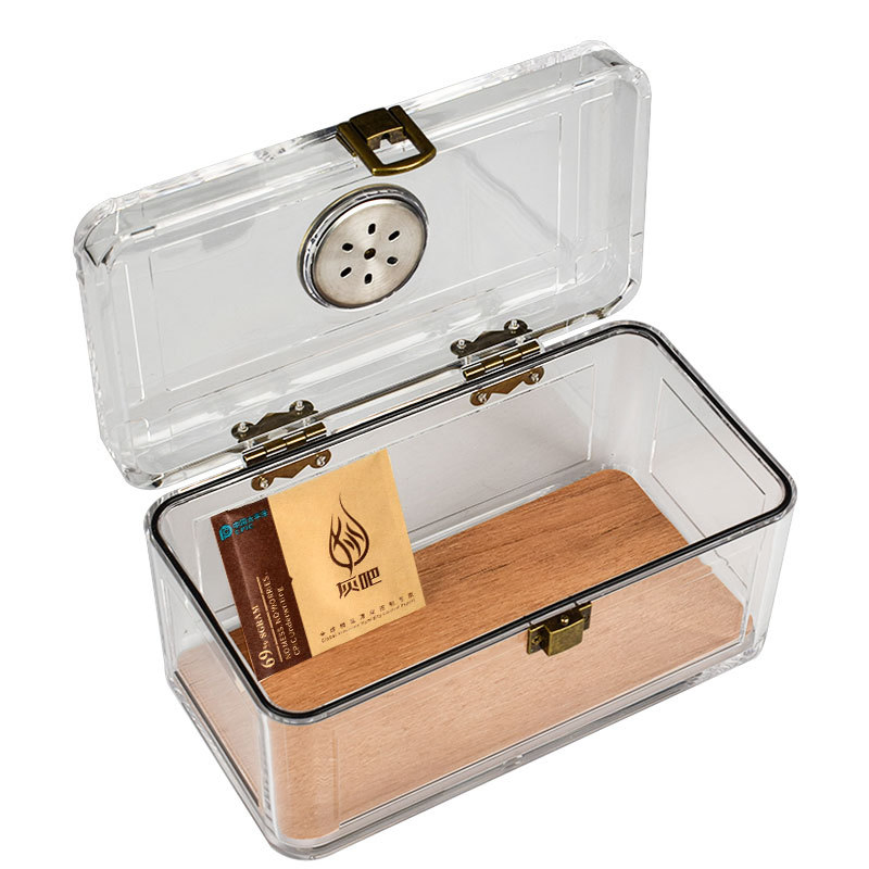 High Quality Transparent Acrylic Lock Cigar Humidors