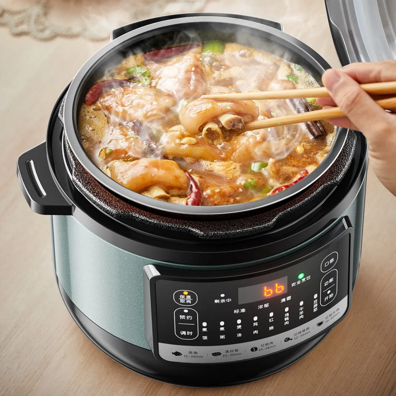 Fast-Heating Non-Stick Electric Pressure Cooker with Easy Cleanup Feature