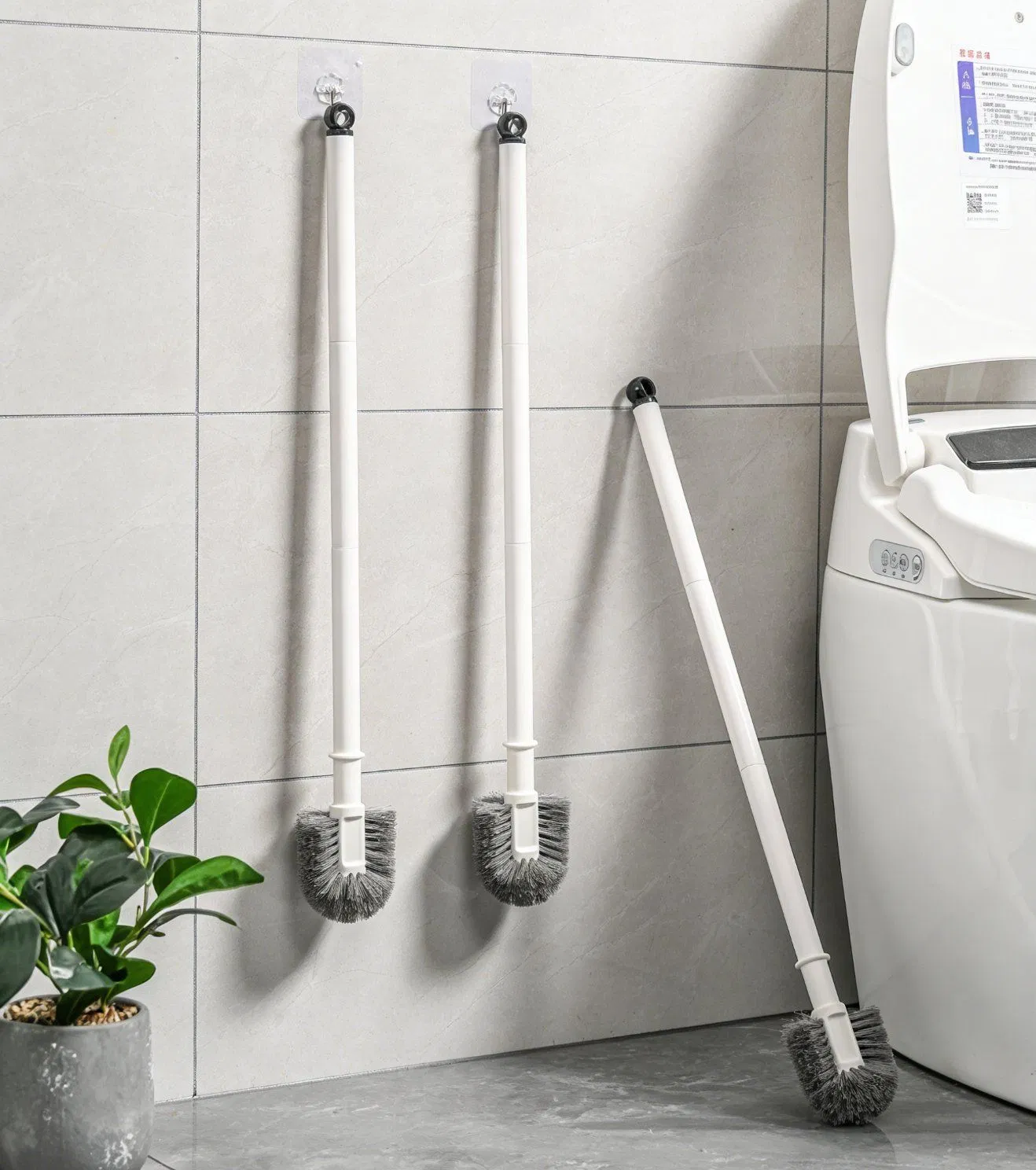 Extra Long Three-Section Toilet Brush for Deep Cleaning