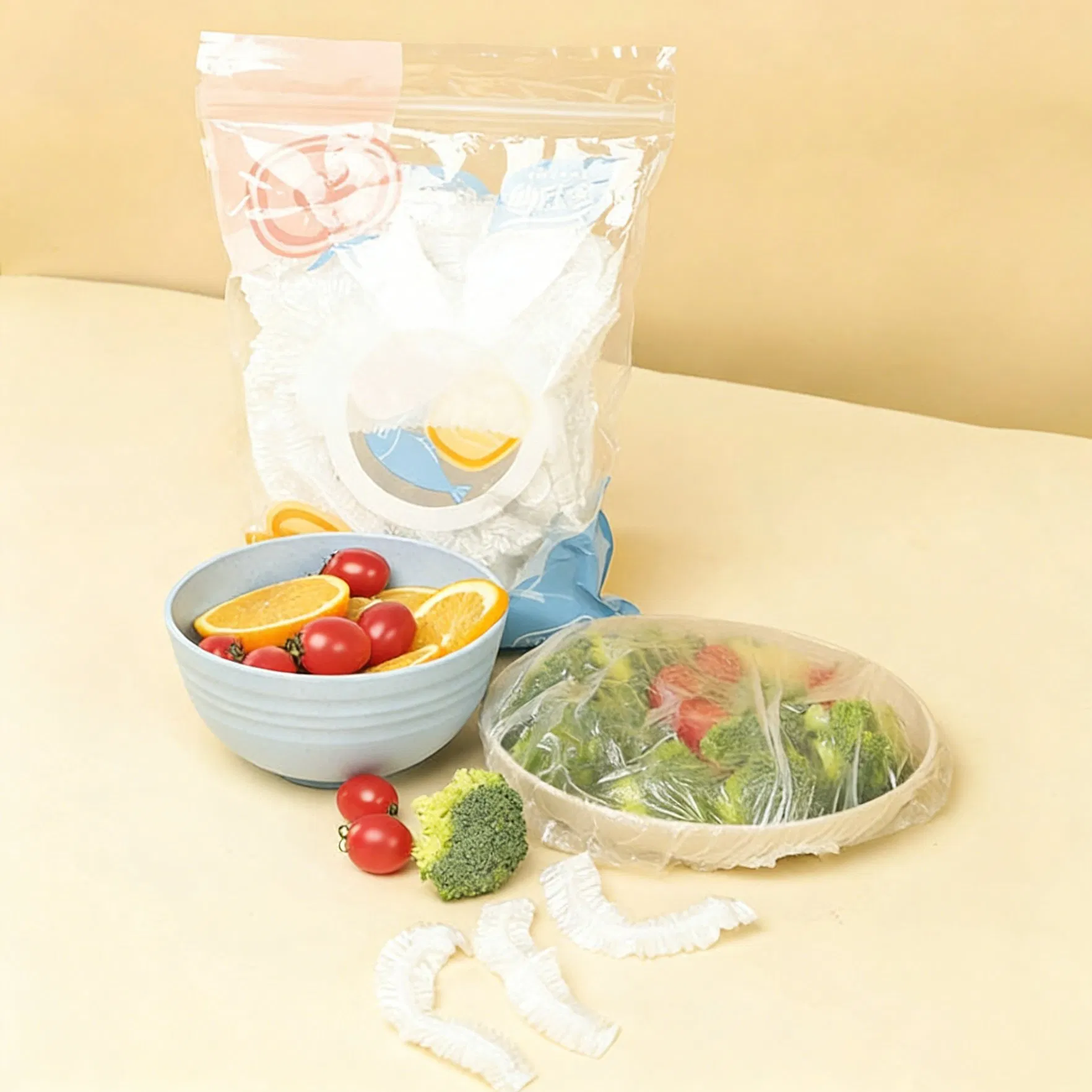 Transparent PE Plastic Disposable Elastic Food Cover Plastic Wrap Food Storage Fresh Bowl Cover