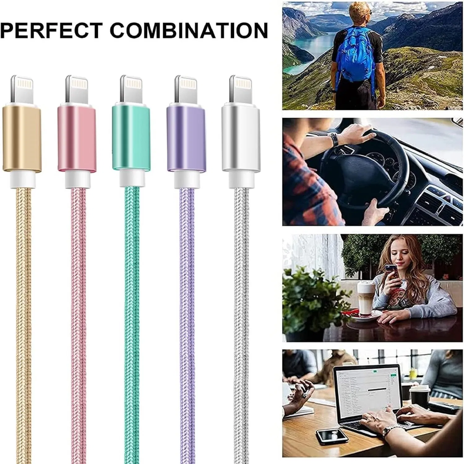 Кабель для быстрой зарядки iPhone, нейлоновая оплетка