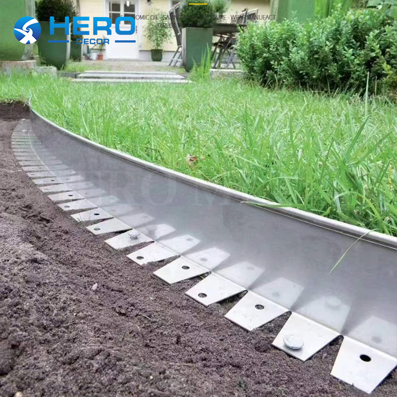 Heavy Duty Lawn Edge Decoractive Corten No-Dig Flexible Garden Tall Stainless Steel Lawn Landscaping Edging Hero Metal Garden Edge Strip