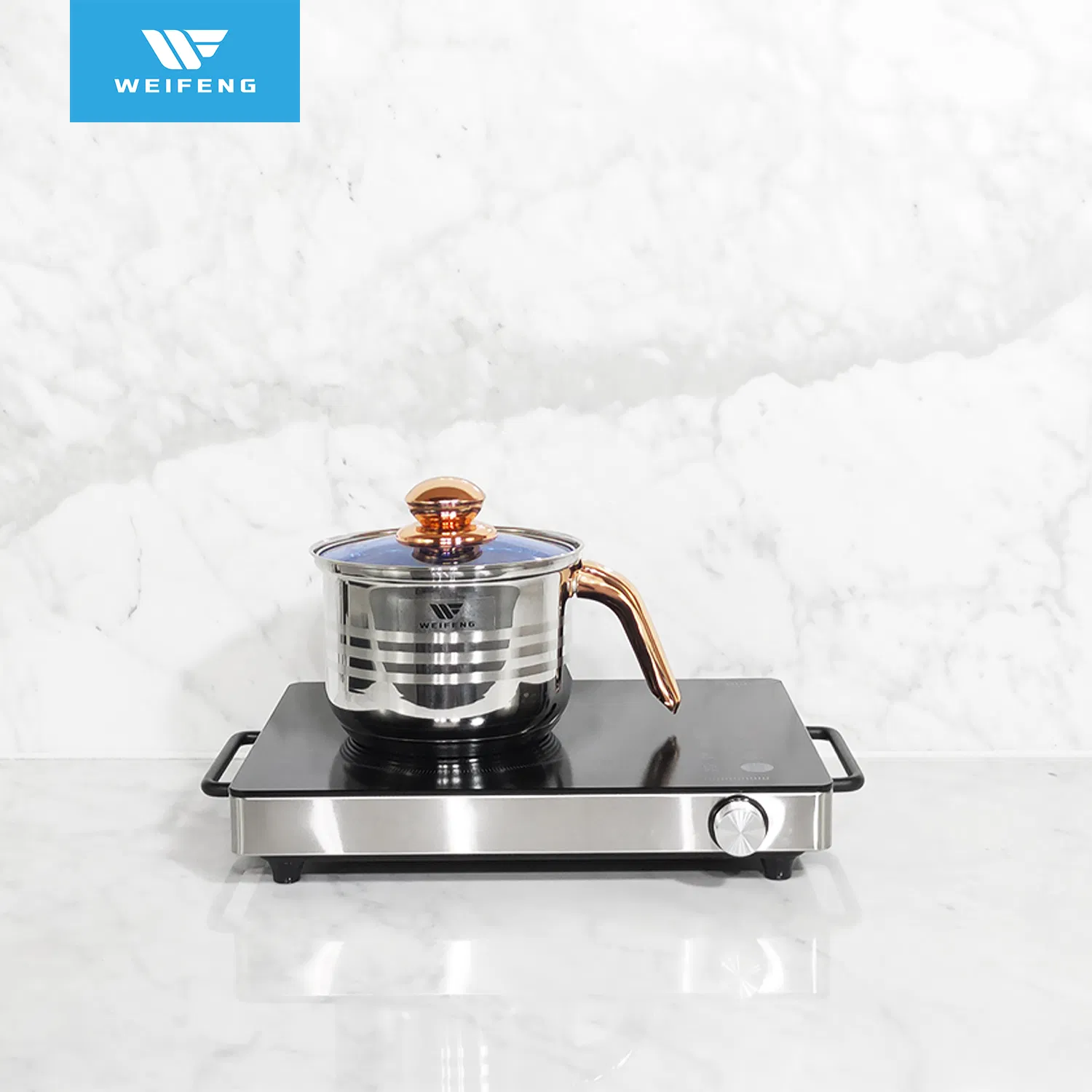 Compatible with All Stovetops Stainless Steel Cookware Set with Blue Glass Lid, Kitchenware