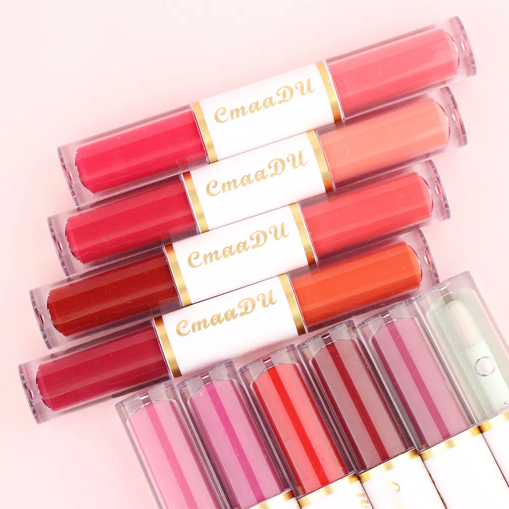 China Men 2 in 1 Matte Lipstick & Liquid Lip Gloss Set, Long Lasting Waterproof Glossy Lip Glaze, Long Lasting High Pigment Lip