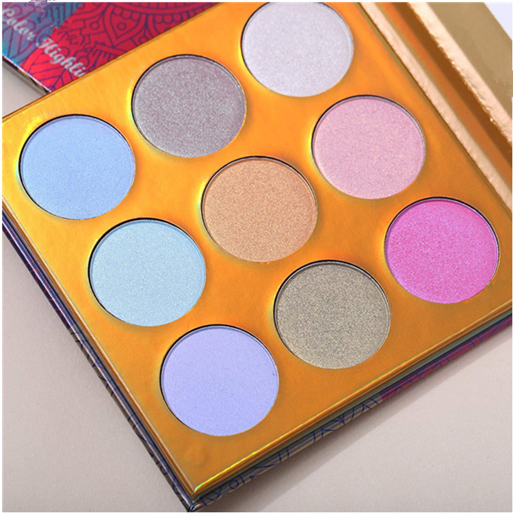 Custom Advanced Kaleidoscope Holographic Highlighter Makeup Palette Kit with Mirror Cosmetics