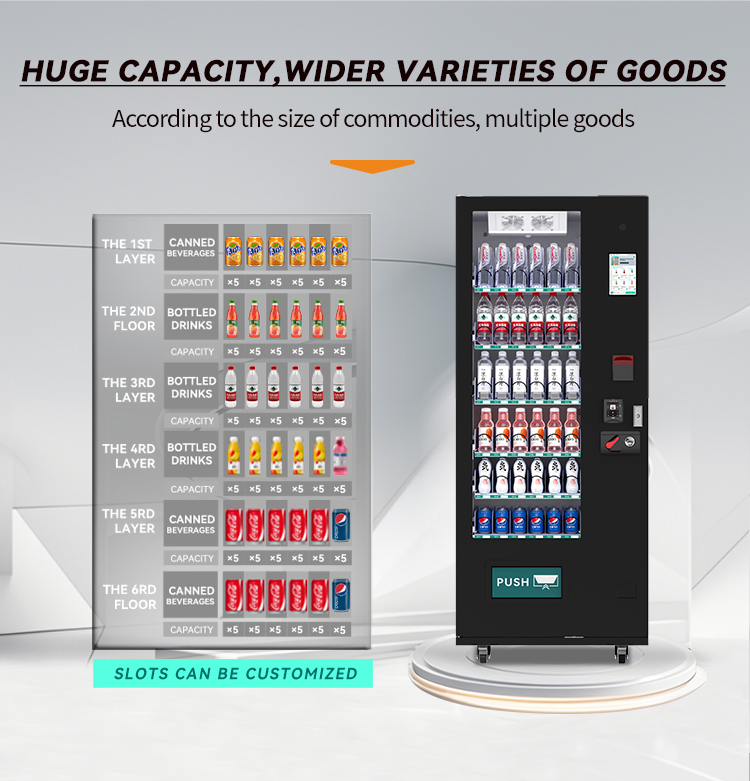 Soda Drinks Touch Screen Beverage Combo Vending Machine with Paper Money Payment