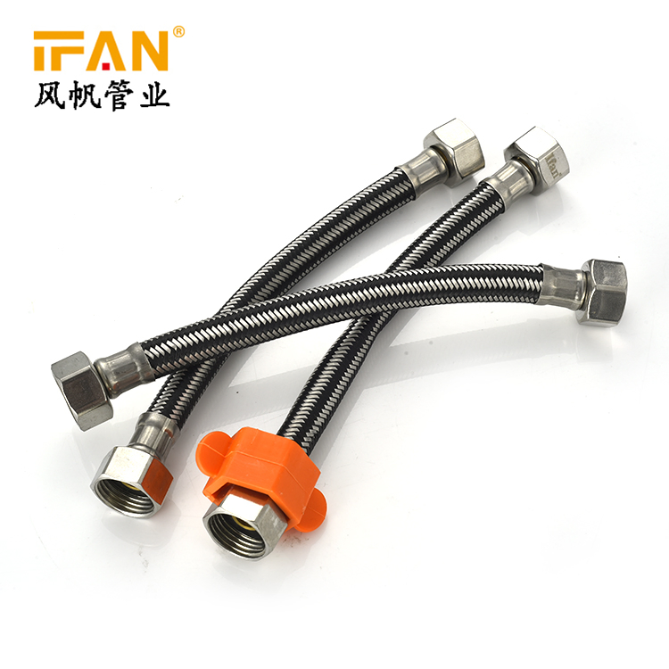 Ifan Factory Supplier Stainless Steel Bathroom Basin Water Heater Connector Flexible Braided Plumbing Hose