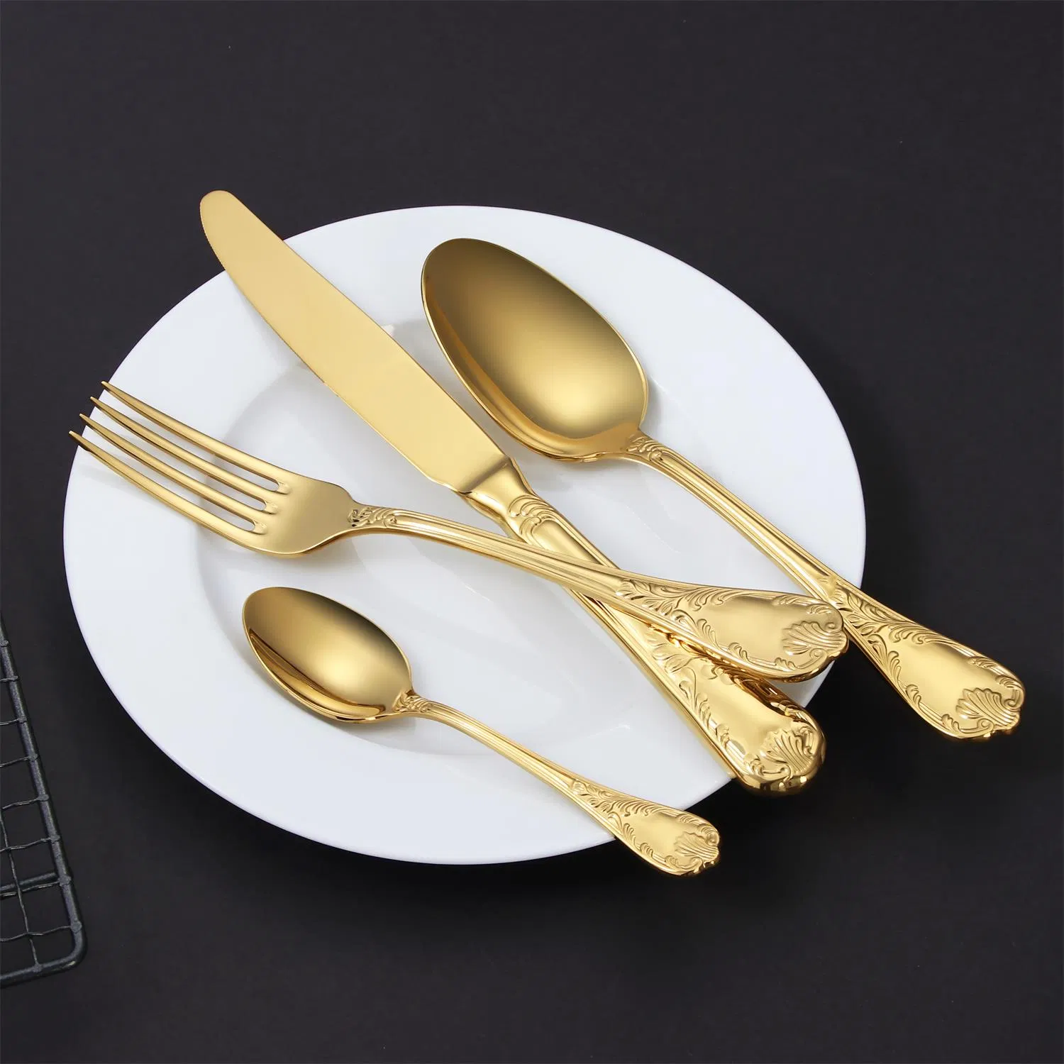 Gold PVD Stainless Steel Dinner Set with Giftbox for Hotal/Restaurant/Home Knife Fork Spoon