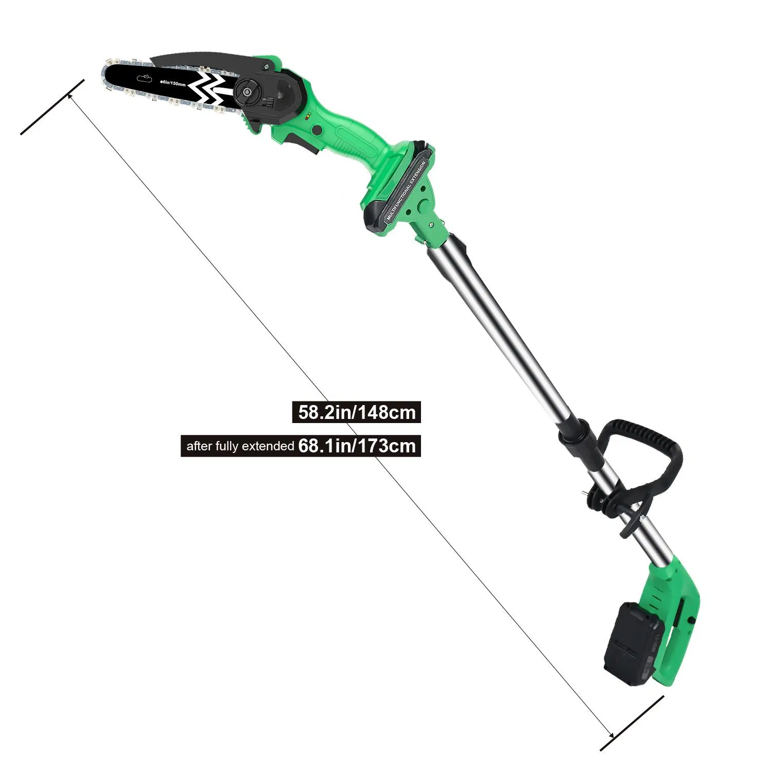20V New Model Handheld Cordless Chainsaw and Telescopic Saw, Adjustable to 4 Angles; Equipped with a Lithium Battery and Fast Charger, Quickly Trim Branches