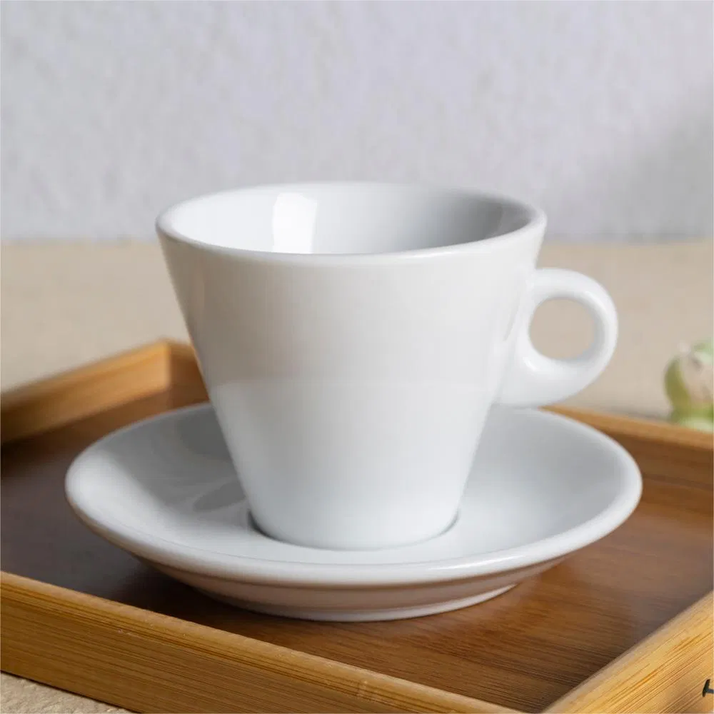 Light-Industry-Daily-Use Durable Classic White Porcelain Reusable Coffee Cup