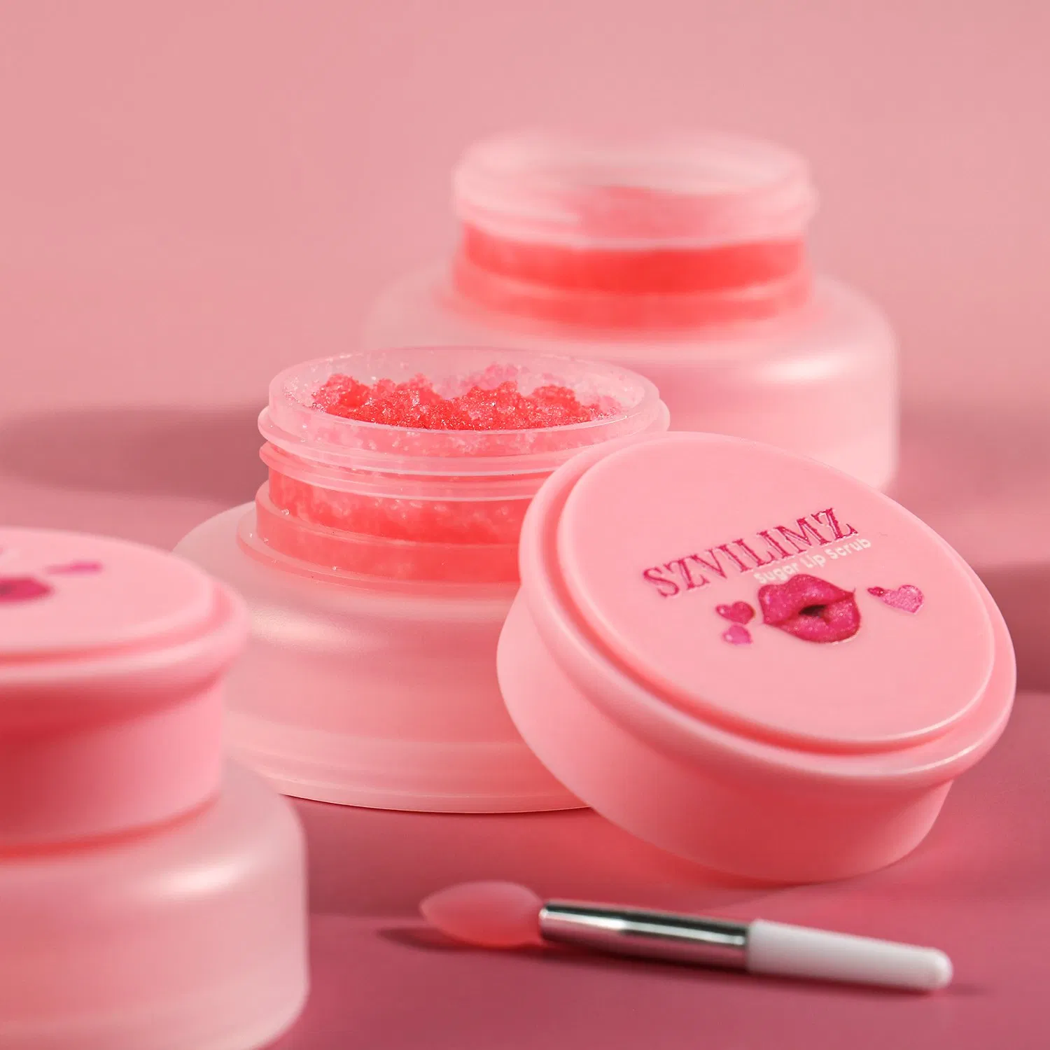 Szvilimz Natural Vegan Moisturizing Strawberry Lip Scrub Pink Package