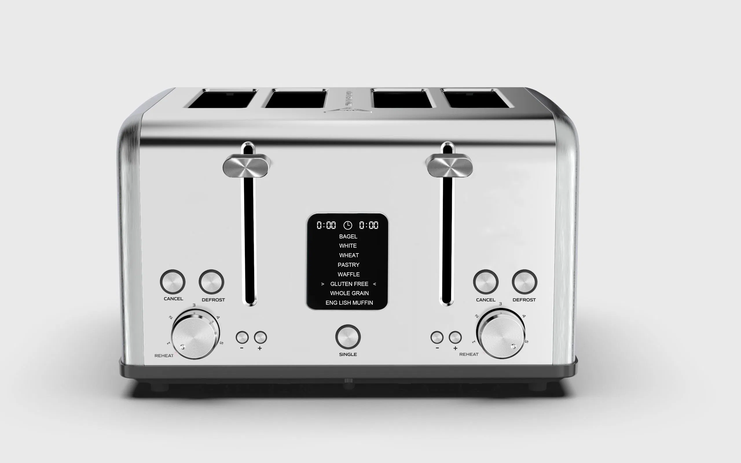 4 Slice Toaster, modern Deisgn with Function and Timer Count-Down Display
