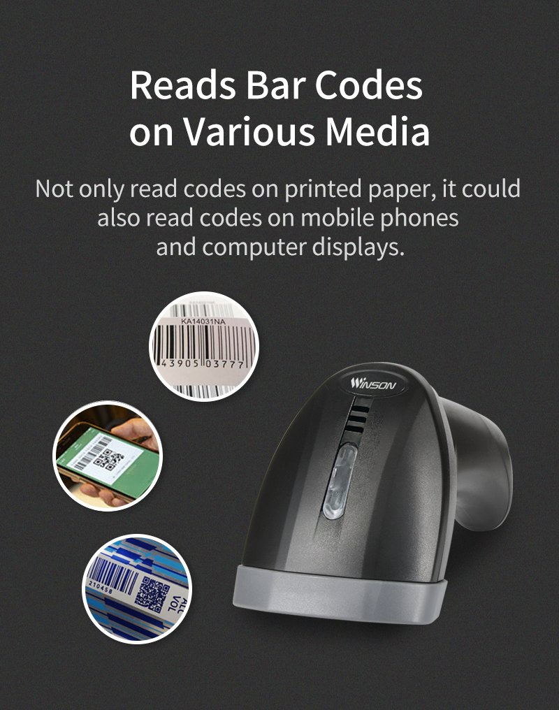 2.4G USB Wireless Barcode Scanner 2D Laser Barcode Reader 1d Wired Handheld Qr Bar Code Scanners Qr Barcode Scan Gun