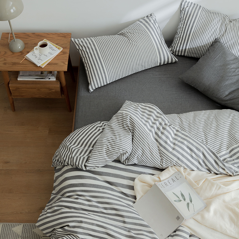 Zebra Striped Washed Cotton Comforter Bedding Set