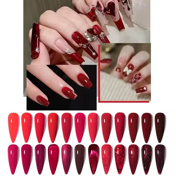 OEM Nail Gel Supplies UV Gel Polish Autumn and Winter Red Series