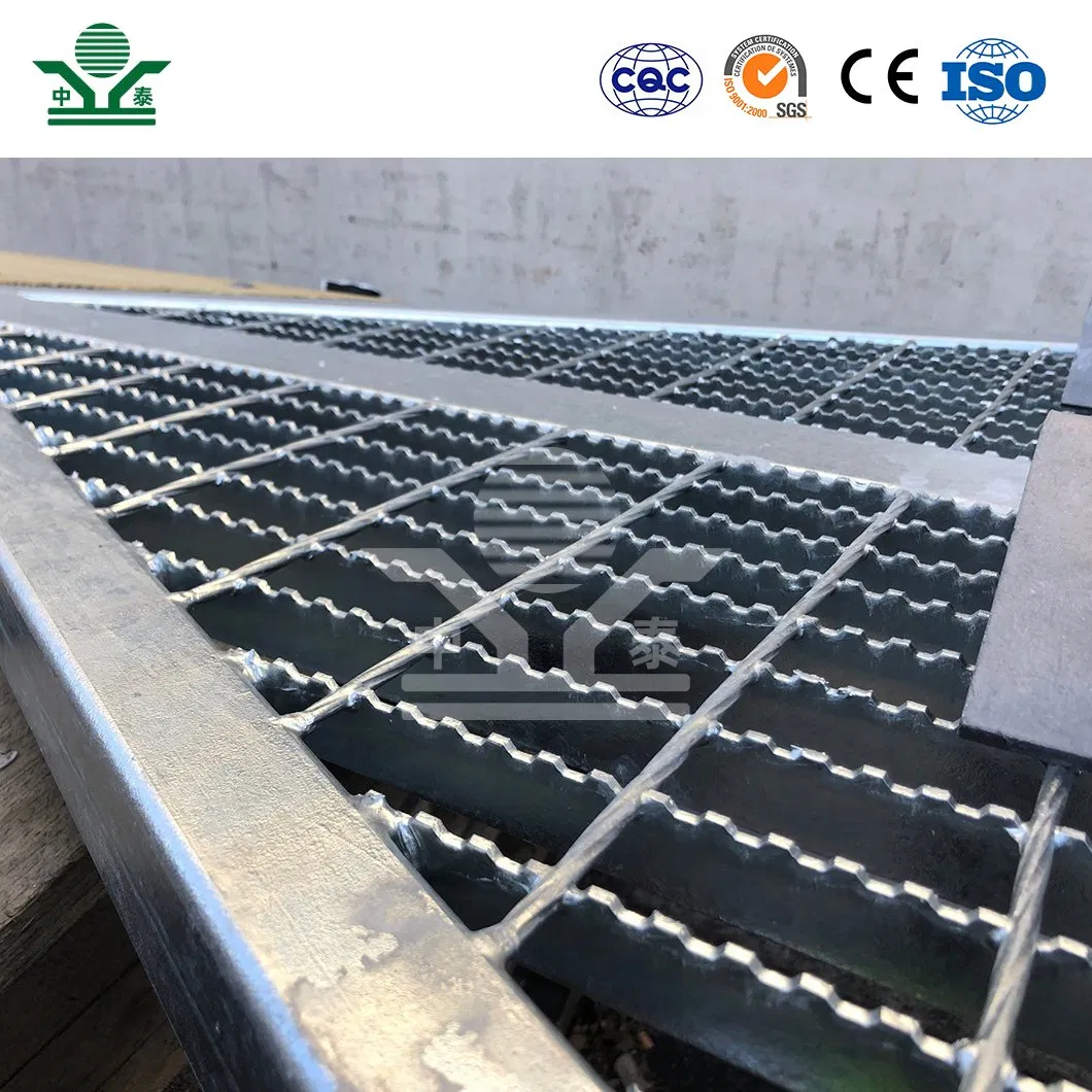 Zhongtai Galvanized Steel Grating Platform China Wholesalers Steel Trench Grating 1 - 3/16 Inch Bearing Bar Pitch Swimming Pool Overflow Steel Grating