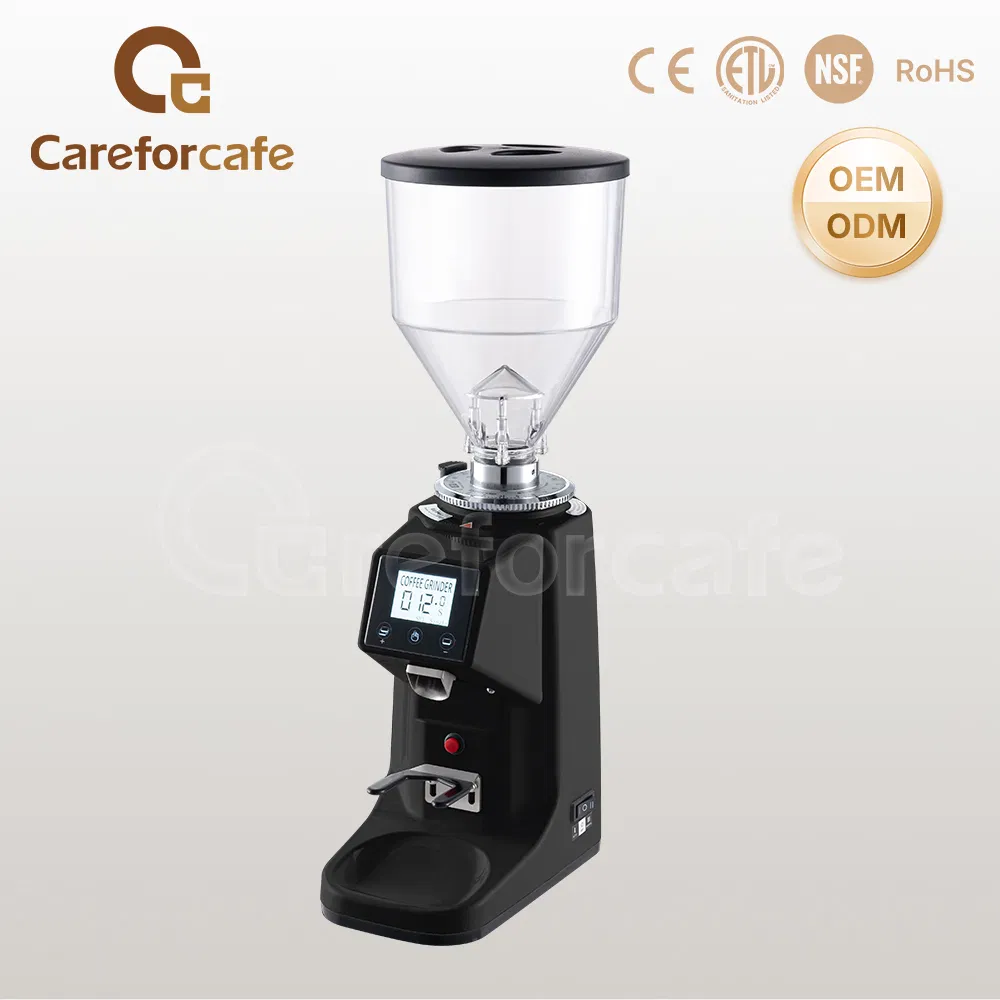 Stainless Steel 500g Bean Capacity 60mm Flat Wheel Burr Electric Commercial Coffee Grinder Machine for Cafe